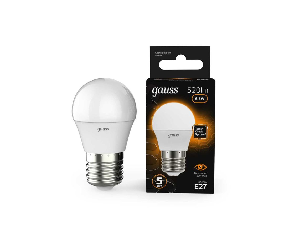 ლედ ნათურა Globe E27 6.5W 2700K gauss - 105102107 — ნათურა და ვაზნა